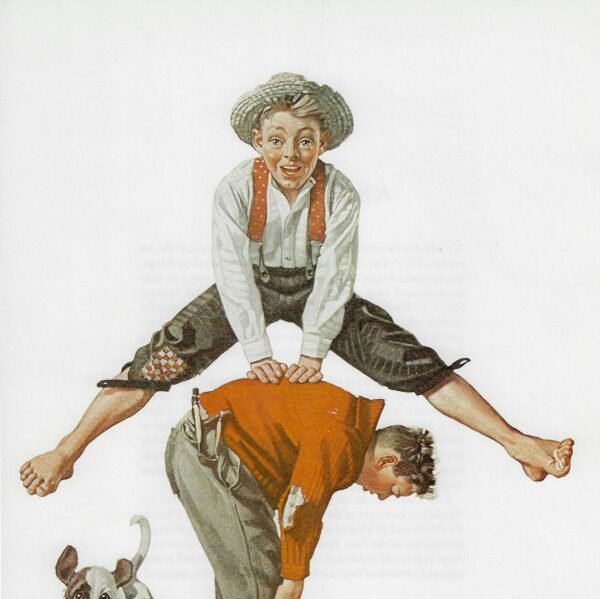 Norman Rockwell Vintage art book page "Leapfrog" June 1919