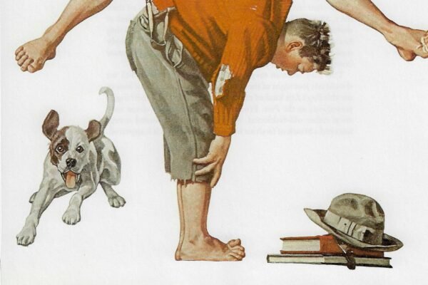 Norman Rockwell Vintage art book page "Leapfrog" June 1919 - Image 2