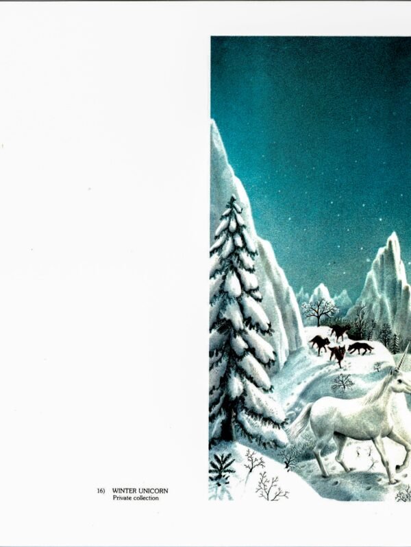 Gervasio Gallardo Vintage art book page "Winter Unicorn", left portion FREE SHIPPING - Image 2