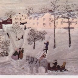 Grandma Moses Vintage book page print "Mt. Nebo in Winter" 1943