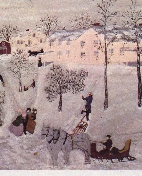 Grandma Moses Vintage book page print “Mt. Nebo in Winter” 1943