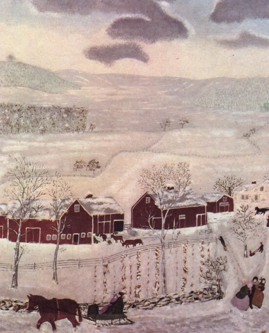 Grandma Moses Vintage book page print “Mt. Nebo in Winter” 1943