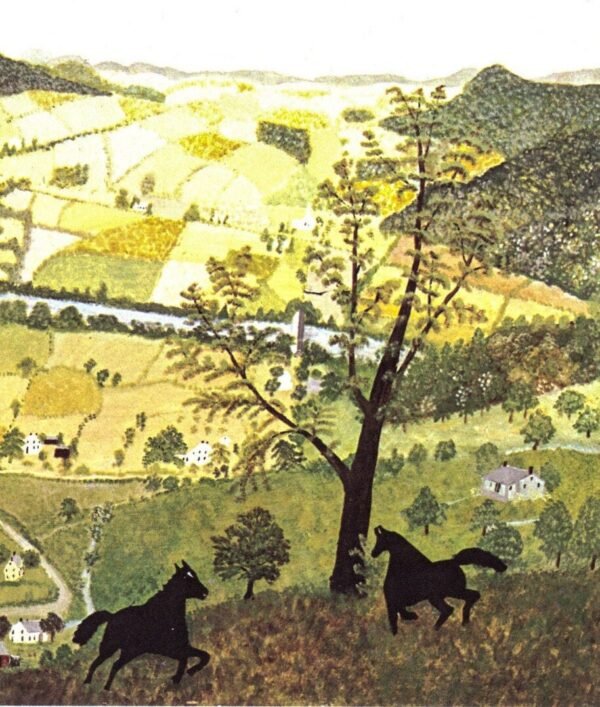 Grandma Moses "Black Horses" [1942] Vintage art book page 13 x 12" Folk art / Primitive - Image 2