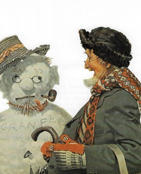 Norman Rockwell Vintage art book page “Portrait in the Snow” December 1919