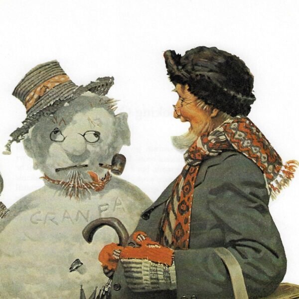 Norman Rockwell Vintage art book page "Portrait in the Snow" December 1919