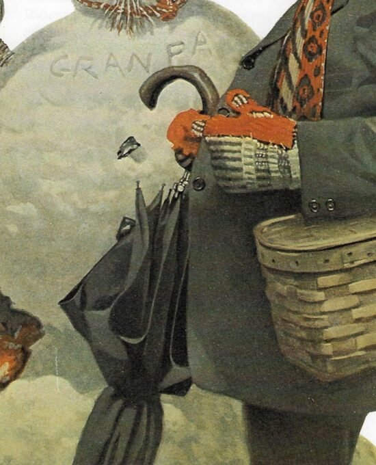 Norman Rockwell Vintage art book page “Portrait in the Snow” December 1919