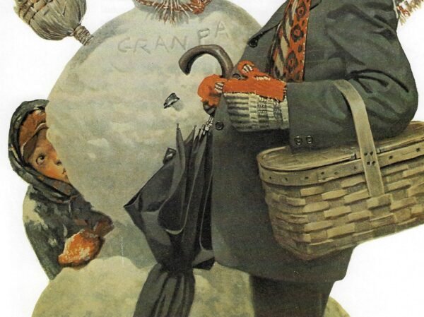 Norman Rockwell Vintage art book page "Portrait in the Snow" December 1919 - Image 2