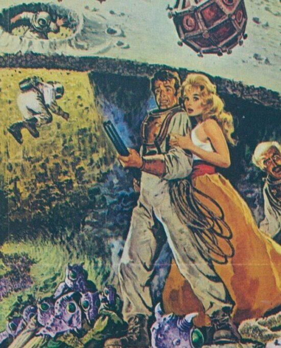 First Men in the Moon / Five Million Years to Earth Vintage two-sided book page of Movie Posters