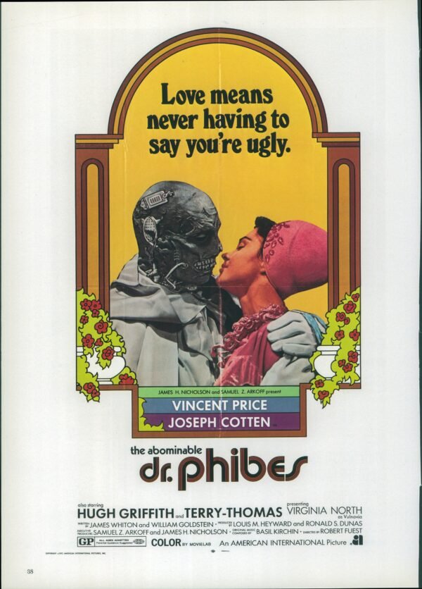 The Abominable Dr. Phibes / When Dinosaurs Ruled the Earth Vintage two-sided book page of Movie Posters - Image 2