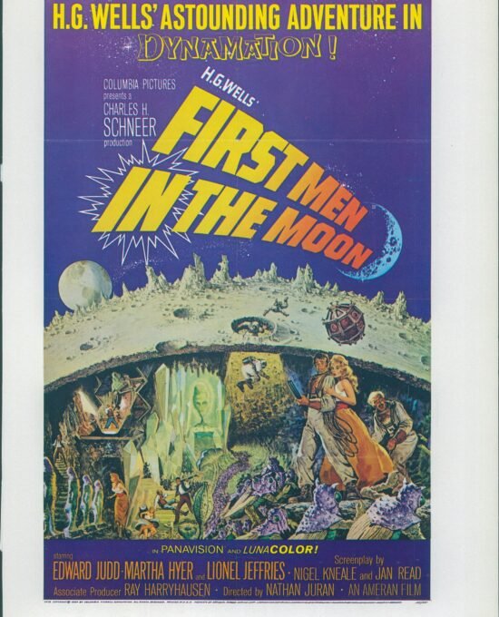 First Men in the Moon / Five Million Years to Earth Vintage two-sided book page of Movie Posters