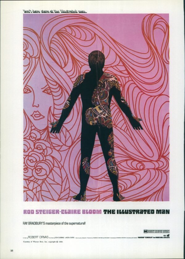 Barbarella / The Illustrated Man Vintage two-sided book page of Movie Posters 10 x 14" - Image 2