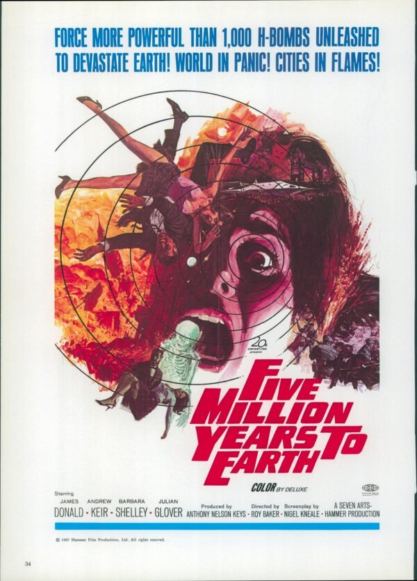 First Men in the Moon / Five Million Years to Earth Vintage two-sided book page of Movie Posters - Image 4