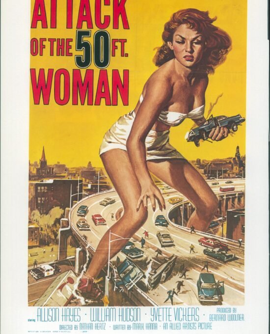 Attack of the 50 Ft. Woman / Attack of the Puppet People Vintage two-sided book page of Movie Posters 10 x 14″ (Copy)