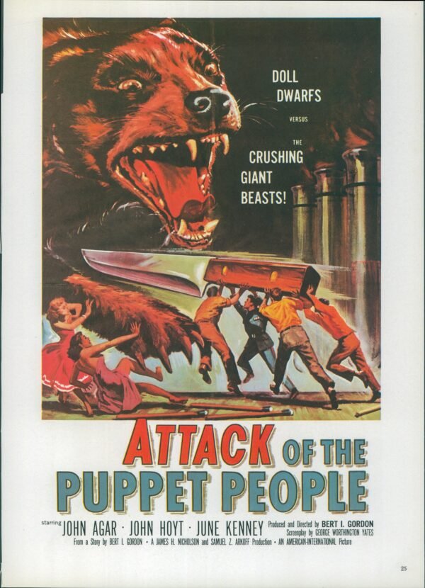 Attack of the 50 Ft. Woman / Attack of the Puppet People Vintage two-sided book page of Movie Posters 10 x 14" (Copy) - Image 4