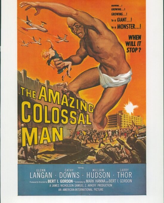 The Amazing Colossal Man / The Land Unknown Vintage two-sided book page of Movie Posters 10 x 14″