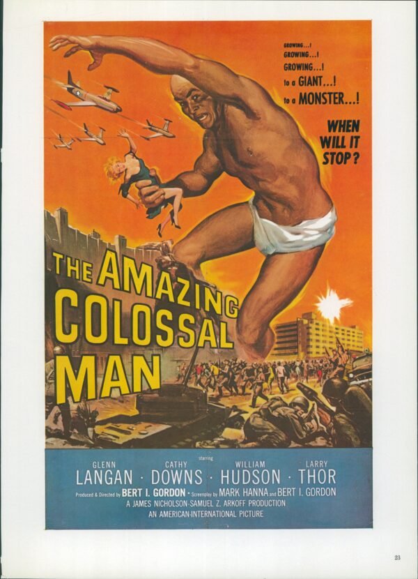 The Amazing Colossal Man / The Land Unknown Vintage two-sided book page of Movie Posters 10 x 14" - Image 2
