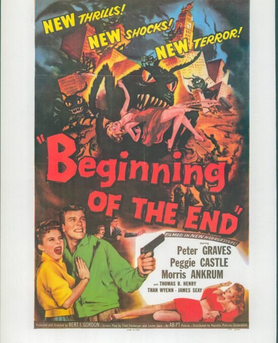 Beginning of the End / Teenage Monster Vintage two-sided book page of Movie Posters 10 x 14″