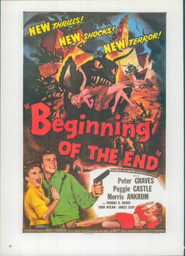 Beginning of the End / Teenage Monster Vintage two-sided book page of Movie Posters 10 x 14" - Image 2