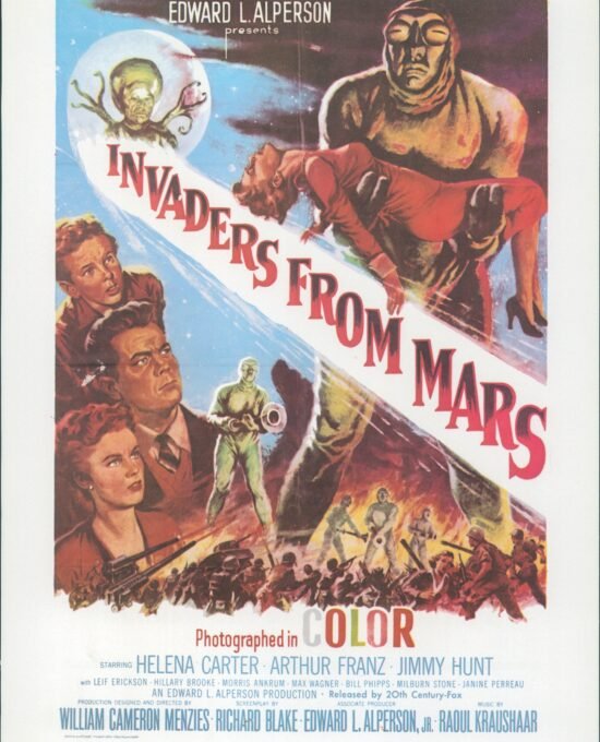 Invaders from Mars / The Animal World Vintage two-sided book page of Movie Posters 10 x 14″