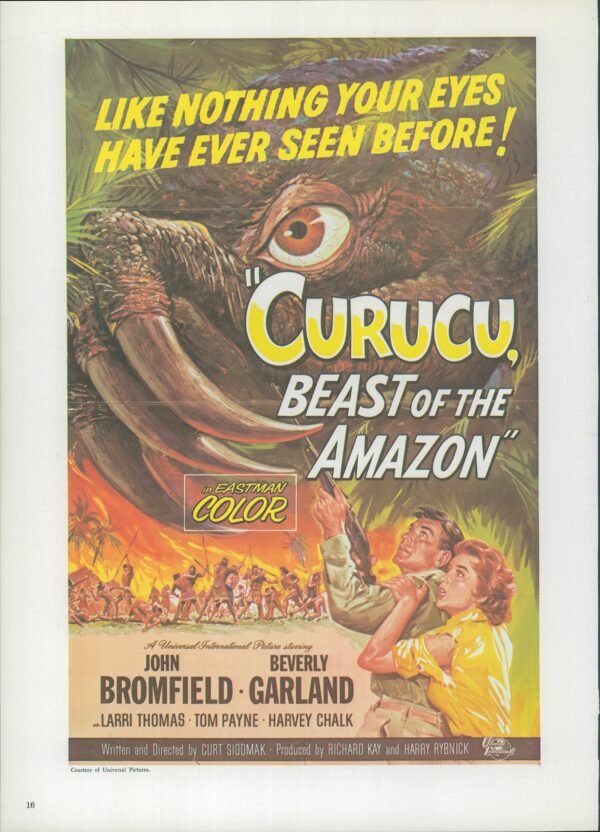 Tarantula! / Curucu Beast of the Amazon Vintage two-sided book page of Movie Posters 10 x 14" - Image 4