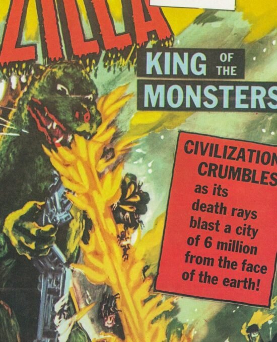 Godzilla / House of Wax Vintage two-sided book page of Movie Posters 10 x 14″