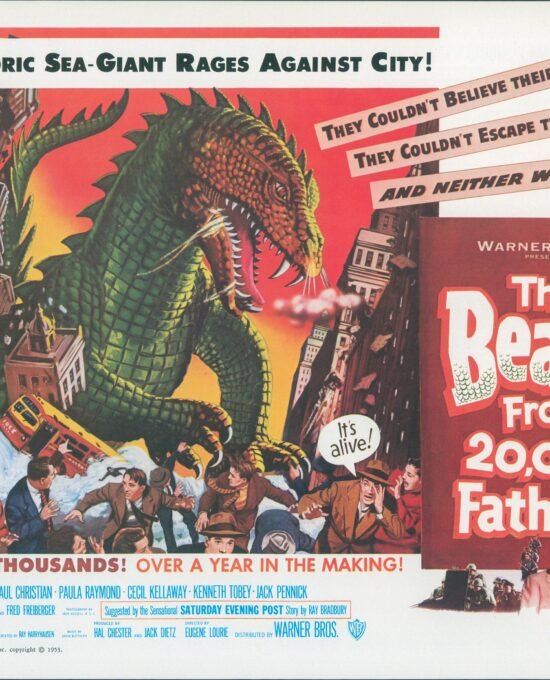 The Beast From 20,000 Fathoms / The War of the Worlds Vintage two-sided book page of Movie Posters 10 x 14″