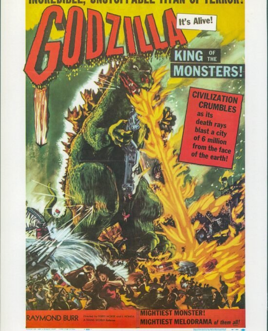 Godzilla / House of Wax Vintage two-sided book page of Movie Posters 10 x 14″