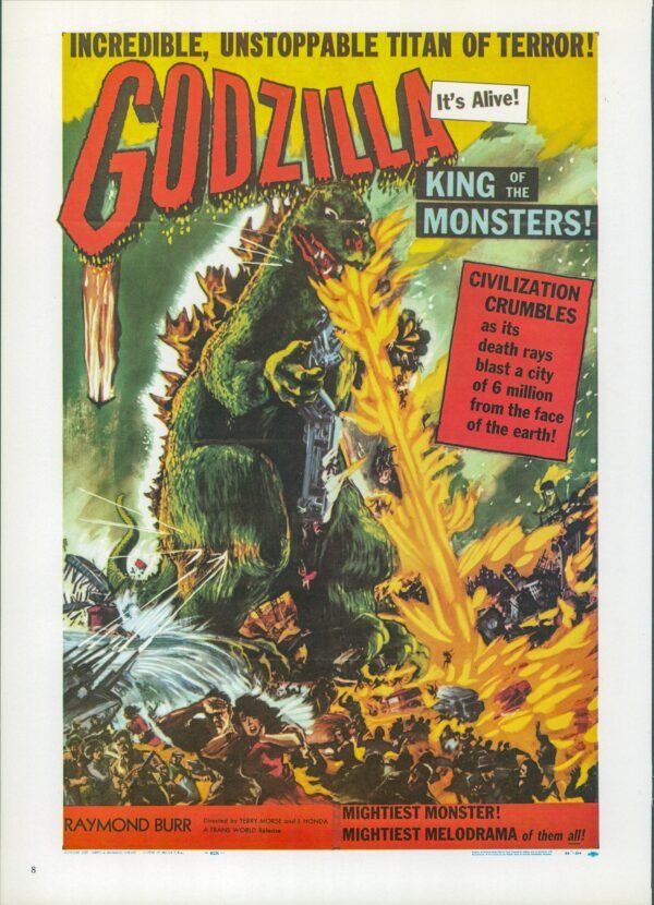 Godzilla / House of Wax Vintage two-sided book page of Movie Posters 10 x 14" - Image 2