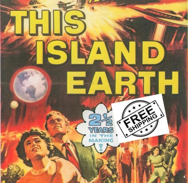 This Island Earth / World without End & The Man Who Turned to Stone Vintage two-sided book page of Movie Posters 10 x 14"