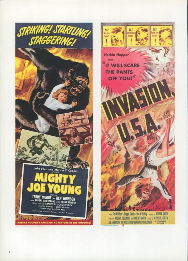 King Kong / Mighty Joe Young & Invasion USA Vintage two-sided book page of Movie Posters 10 x 14" - Image 7