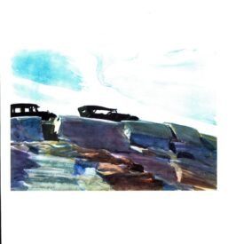 Edward Hopper "Cars and Rocks" 1927 Vintage art book plate