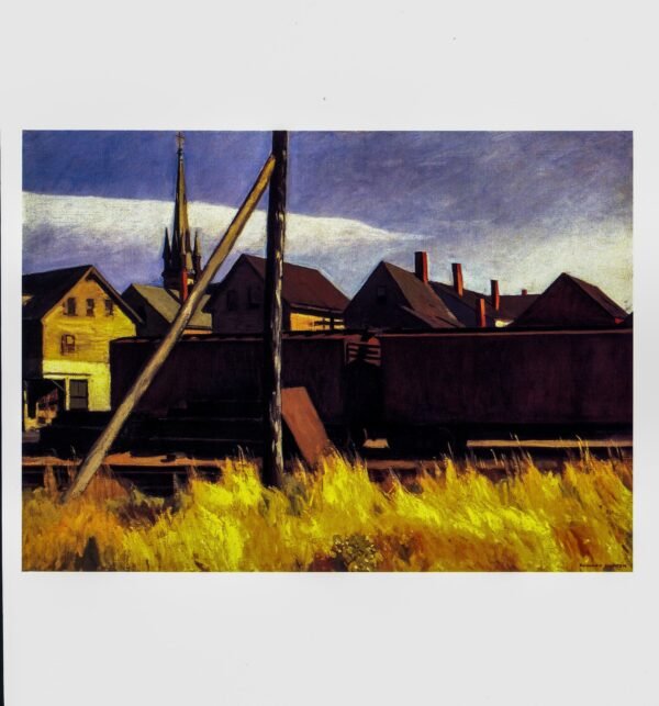 1928 Edward Hopper "Freight Cars, Gloucester" Art book page