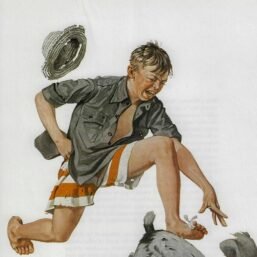 Norman Rockwell Vintage art book page "A Boy's Best Friend" August 1919