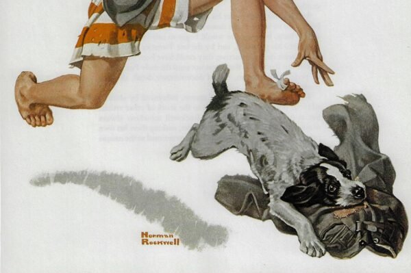 Norman Rockwell Vintage art book page "A Boy's Best Friend" August 1919 - Image 2